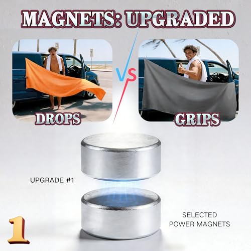Magnetic Beach Towel - Extra Wide Sand-Free Quick-Dry Microfiber for Car Door Changing Blue Leaf Whisper