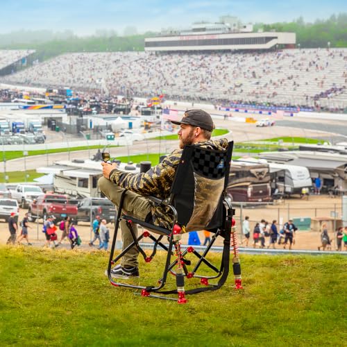 Portable Camping Rocking Chair with Drink Holder & Adjustable Tension
