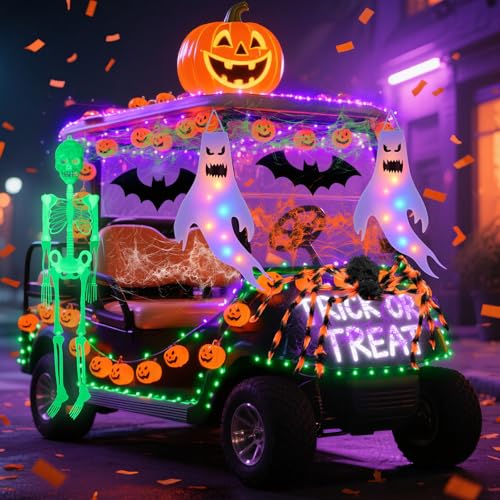 Halloween Glow in Dark Golf Cart Decoration Kit - 12 Pieces for Festive Outdoor Decor