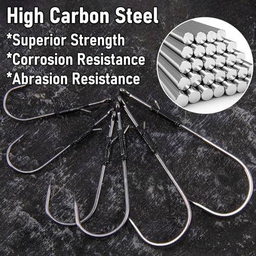 30 Pack Heavy Cover Worm Hooks - Flipping, Drop Shot & Neko Rig Fishing Hooks