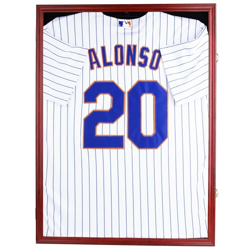 Pro Collector's Jersey Display Case Shadow Box with 98% UV Protection - Mahogany Finish Frame