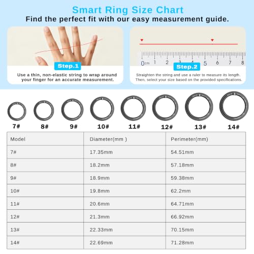 Smart Fitness Ring for Men & Women - Health & Activity Tracker, Waterproof, Model Azomabox Black 8