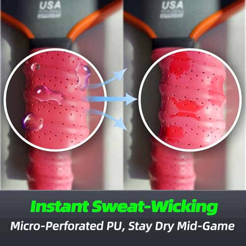 Pickleball Overgrip Tape 6-Pack - Non-Slip, Sweat-Wicking, Ribbed Grip with Color Options
