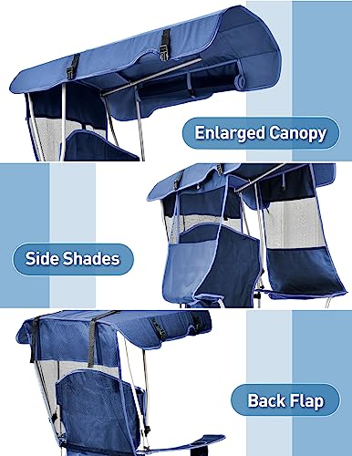 Docusvect Beach Chair with Canopy Shade - Backpack, Navy Blue, 1