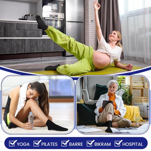 Liitrsh Non Slip Pilates Grip Socks - Bulk Black 60 Pairs