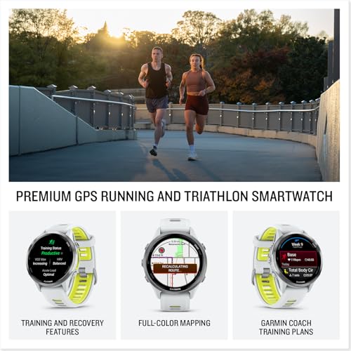Garmin Forerunner 970 GPS Running Watch - Titanium 47mm, Whitestone & Amp Yellow
