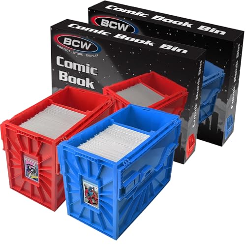 BCW Comic Book Storage Bin 150 Capacity Blue & Red 2-Pack Organizer