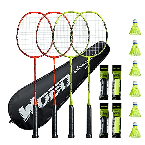 4-Pack Carbon Fiber Badminton Rackets Set - Lightweight Durable Sports Gear