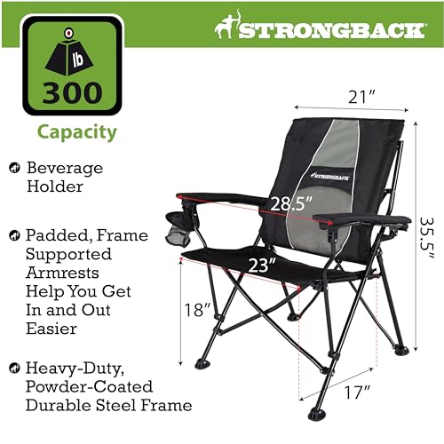 Strongback Elite Camping Chair with Lumbar Support - Black/Grey