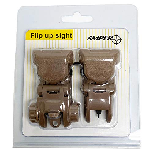 Polymer Flip up Backup Sight Front and Rear Sight 20mm Rail (Tan)