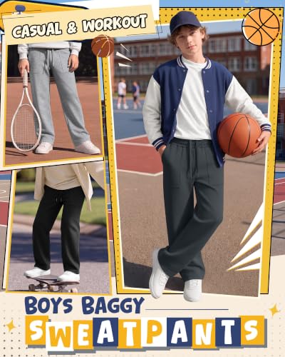 Oakgarden Boys Baggy Sweatpants 5-Pack for 12-13 Years - Black & Gray Variants