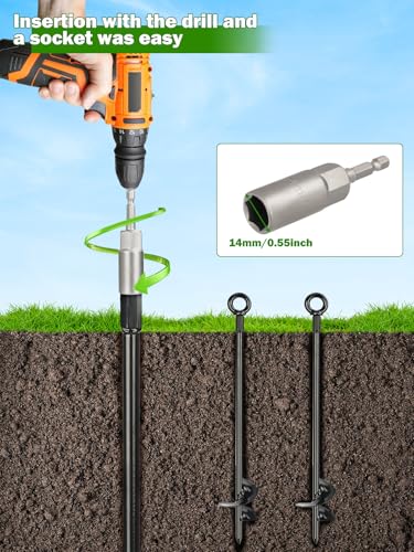 Hangner 4-Piece 30-Inch Heavy Duty Ground Anchor Kit with Galvanized Cable & Turnbuckles for Sheds, Greenhouses, Trampolines, and Outdoor Structures