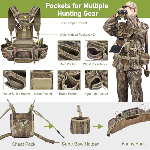 Wild Cedar Hunting Fanny Pack Upgrade with Rifle & Bow Holder, Camouflage Waist Pack for Men