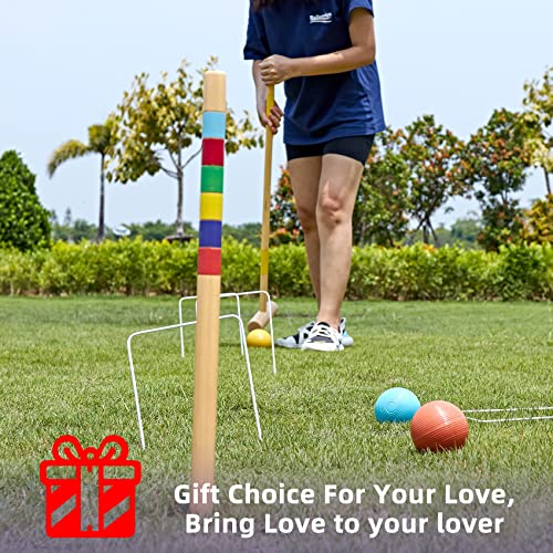 32-Inch Regulation Croquet Set with Wooden Mallets for Outdoor Lawn Game - 6 Players
