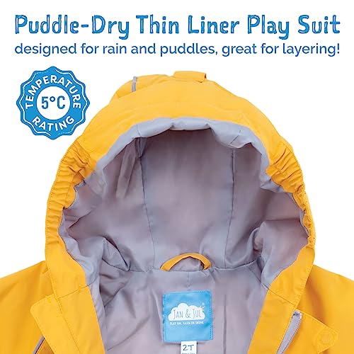 JAN & JUL Toddler Rain Play Suit Thin-Liner Yellow 2T Waterproof Outerwear