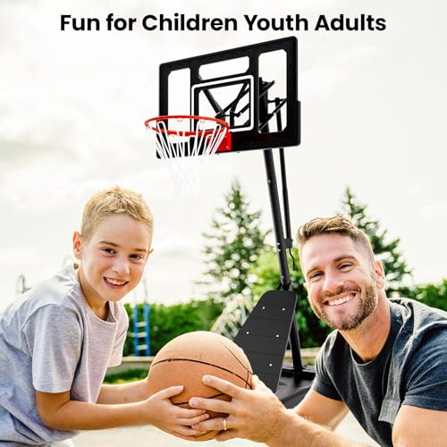 BACKYARD BLITZ Portable Adjustable Basketball Hoop with 40-Inch Backboard - Black, 5.5-10FT Height Range