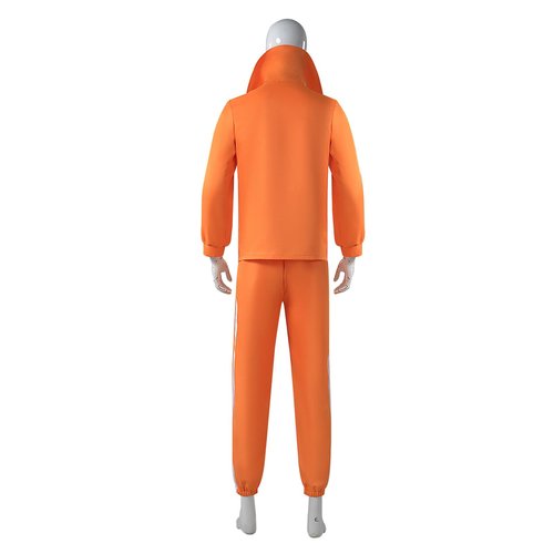 Gocos Adult Men Orange Tracksuit Uniform Sports Suit Zipper Jacket Top Sportswear with Glasses Wig (US, Alpha, 3X-Large, Regular, Regular, style3)