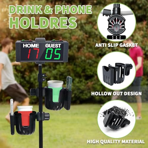 YZ Digital Cornhole Scoreboard with Remote, Drink & Phone Holders, Portable Outdoor Game Accessory