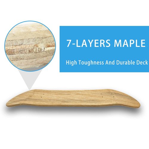 Vigorange 2 Packs 31"x 8" Blank Skateboard Decks,Natural,7-Layer Maple Double Tail Plain Skateboard, Great for Replacement,Art Painting and Home Decor