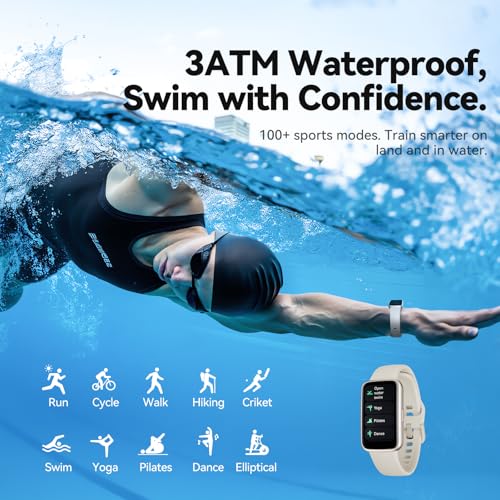 Fitness Tracker Smart Watch with 1.47" Color Screen and 100+ Sports Modes - Beige - Enfit
