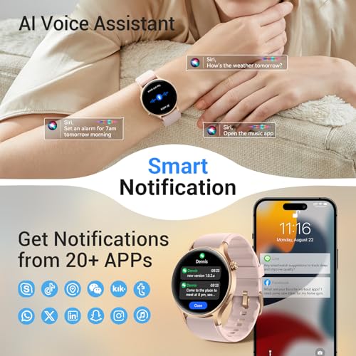 Rose Gold Fitpolo Smart Watch for Women 1.32” AMOLED Fitness Tracker