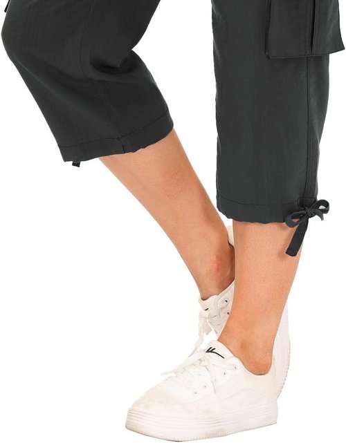 MoFiz Women's Capris - Lightweight Casual Pants with Pockets | Loose Fit Cargo Style for Hiking