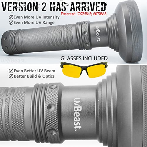 UV LED Flashlight 385-395nm UVBeast V2 High Power Wide Beam Professional UV Torch