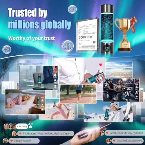 Clcepore Silver Hydrogen Water Bottle 6000PPB | Portable Hydrogen Generator for Sports & Travel