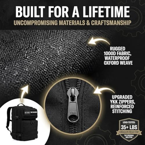 WOLFpak 35L Athletic Gym Backpack - Waterproof Oxford, Laptop, Alpha Black
