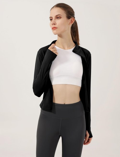Gacaky Women's Athletic Track Jacket - Slim Fit, Lightweight, Full Zip with Thumb Holes | Perfect for Running