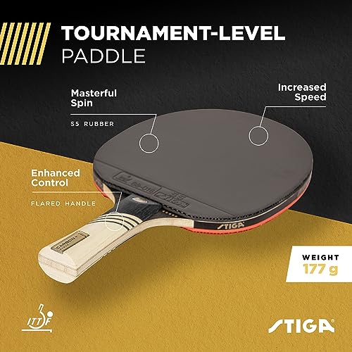 STIGA Carbon+ Ping Pong Paddle Set with 2 Balls & Cover - Black Cover, One Size