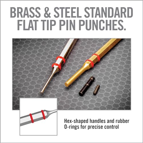Gun Smith Brass Pin Punch Set & Adjustable Hammer with Magnetic Bench Block
