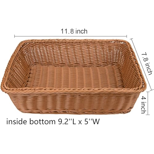 Imitation Rattan Woven Bread Baskets, 11.8 x 7.8 Inch Food Serving Baskets