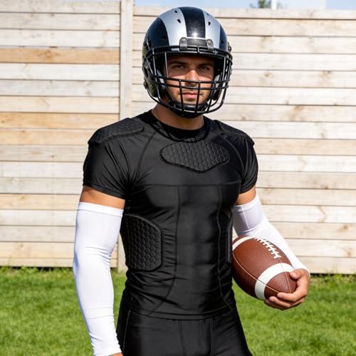Men's Padded Chest Protector Shirt for Football & Contact Sports - Black, X-Large