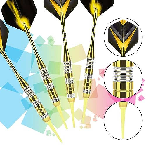Yellow Soft Tip Darts Set with Aluminum Shafts and Flights - Professional Dart Accessories