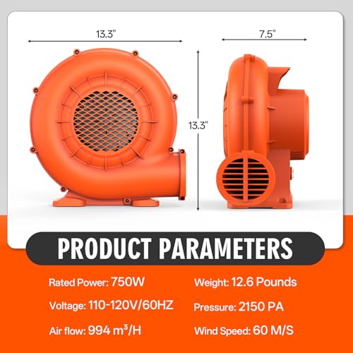 LZLXXLZL 750W Inflatable Air Blower for Bounce Houses Water Slides