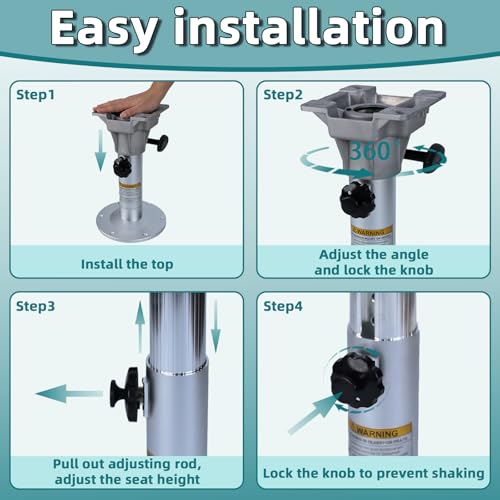 AmarinePlay Adjustable Boat Seat Pedestal & Base - 13-19 Inch Swivel Marine Seat Mount