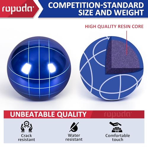 Outdoor Bocce Ball Set 107mm Regulation Size & Weight with 8 Resin Balls, Pallino & Carrying Case - Bright Colors