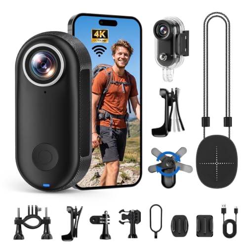 4K Mini Body Camera with Wide-Angle Lens, Wearable POV Vlogging Camera
