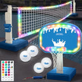 LED Pool Volleyball & Basketball Set - 2-in-1 Light-Up Pool Game with Remote & Durable Hoops