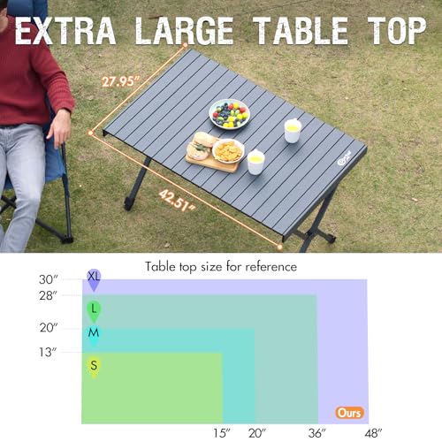 Portal Folding Camping Table - Dark Gray, Adjustable Height, Portable Aluminum