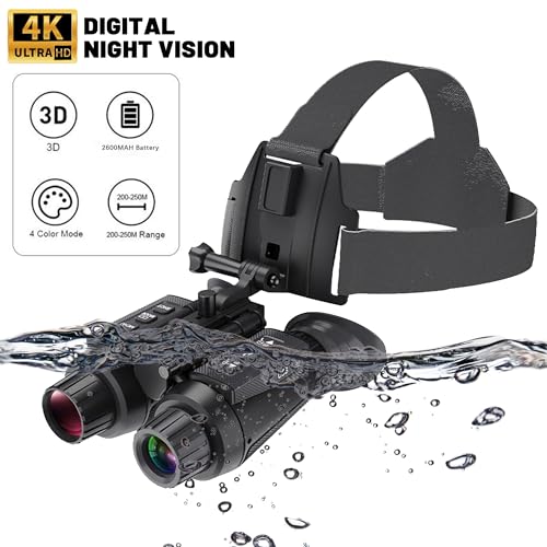 HUVIOVED NV8300 4K 3D Digital Night Vision Goggles with Head Strap & 32GB Card