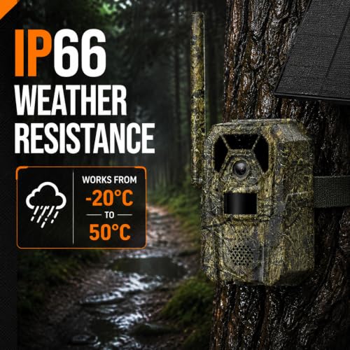 Cellular Trail Camera 4G with 13,000mAh Battery Solar Panel Night Vision Waterproof Army Green