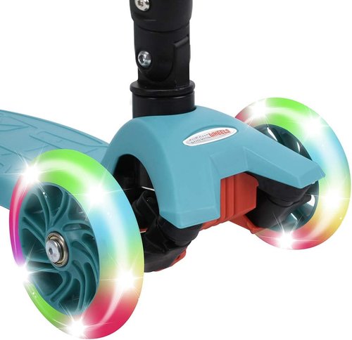 ChromeWheels Foldable Scooter - Deluxe 3-Wheel Kick Scooter with LED Light Up Wheels | Adjustable Height for Kids 3-12 Years Old, 132lbs Limit