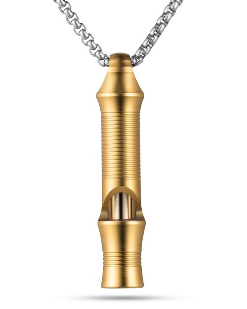 TISUR Titanium Emergency Whistle,EDC Safety Whistles Necklace Loud up to 120db,Survival Whistles for Survival,Hiking,Camping,Pets Training (Gold(1-Pack))