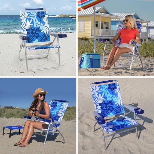 Rio Brands 4-Position Extended-Height Beach Chair Tropical Blue 2-Pack