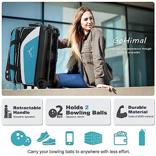 GoHimal Double Roller Bowling Bag Black-Blue | 2 Balls Shoe Compartment