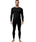 wirarpa Men's Long Johns Thermal Underwear Set Fleece Lined Base Layer Long Sleeve Top and Bottom for Winter Warmth Black Medium
