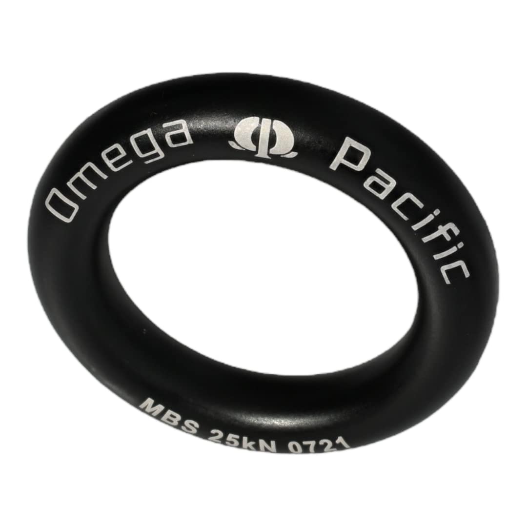 Omega Pacific Rappel Ring - Solid Seamless Aluminum Design, Outdoor Adventure Gear, 25kN Breaking Strength, Black, Large