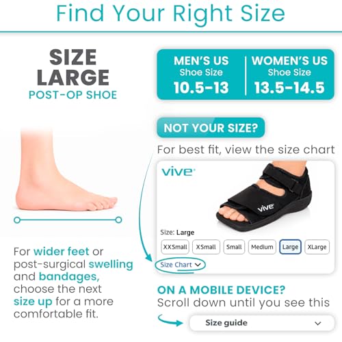 Vive Post Op Shoe - Lightweight Medical Walking Boot with Adjustable Straps - Large